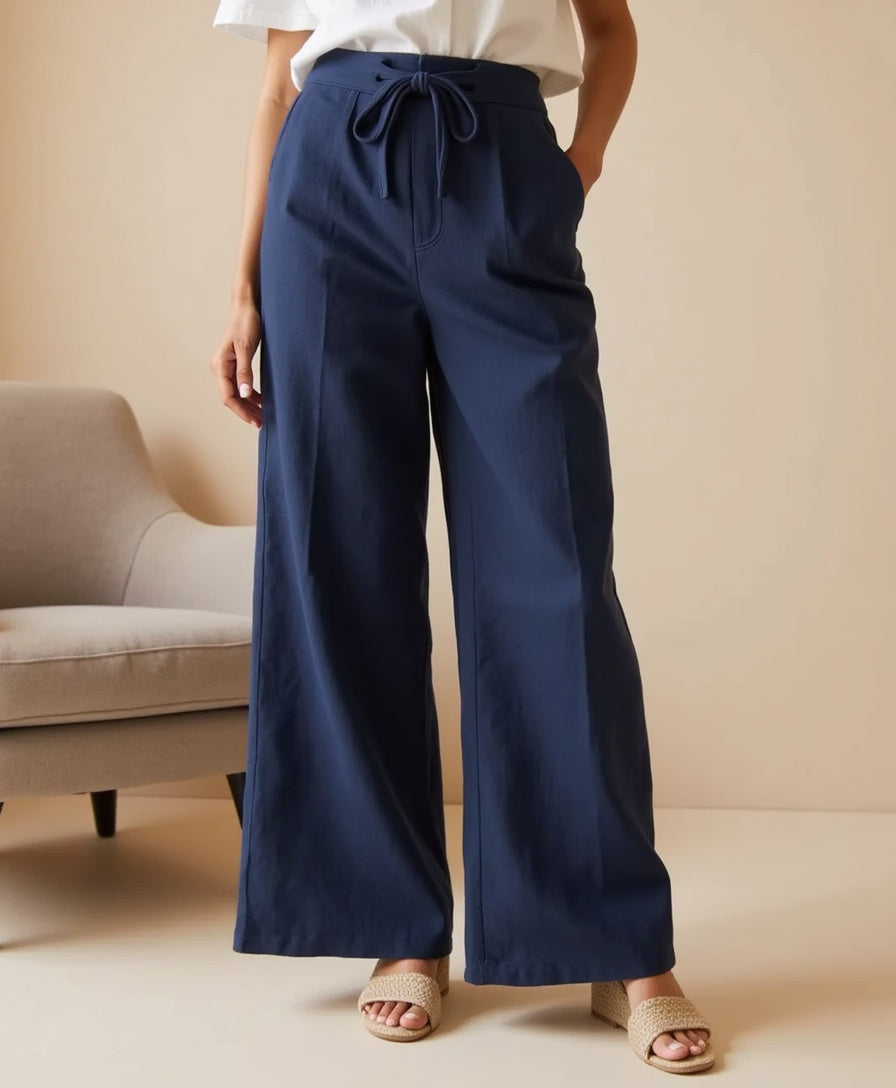 Leinenmischung Lockere Hose mit Elastischem Bund für Damen