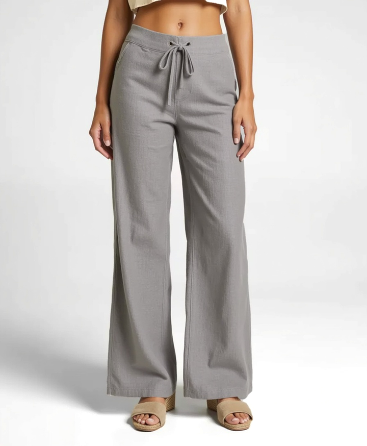 Leinenmischung Lockere Hose mit Elastischem Bund für Damen