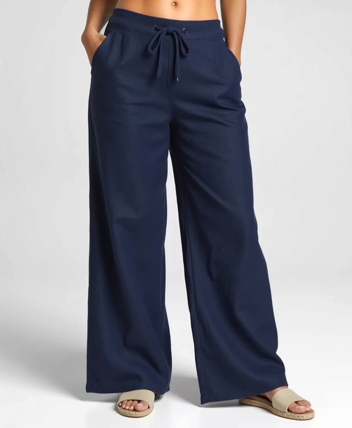 Leinenmischung Lockere Hose mit Elastischem Bund für Damen
