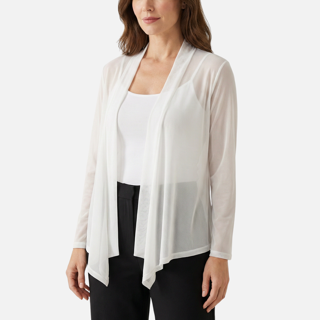 Cardigan leggero con collo a cascata da donna