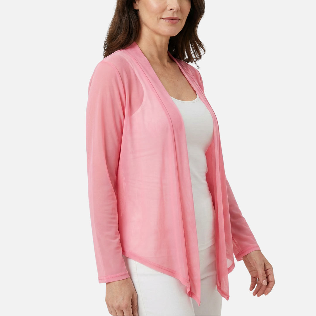 Cardigan leggero con collo a cascata da donna