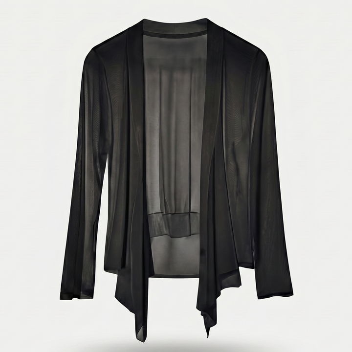 Cardigan leggero con collo a cascata da donna