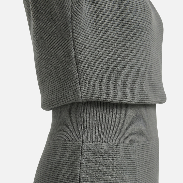 Leichtes Midi-Bleistiftkleid aus Strick mit Wasserfallausschnitt für Damen
