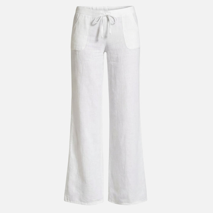 Light linen blend pants with drawstring for women
