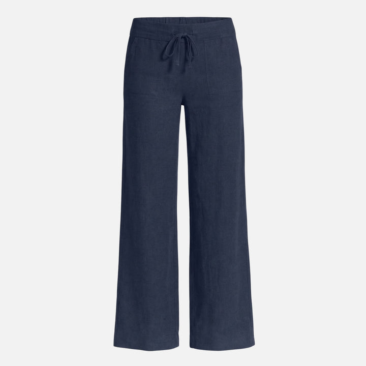 Light linen blend pants with drawstring for women