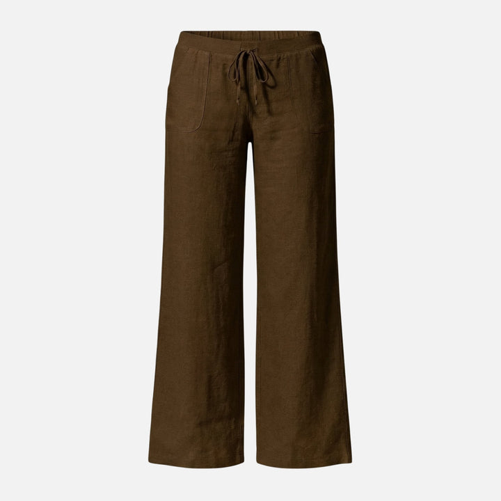 Light linen blend pants with drawstring for women