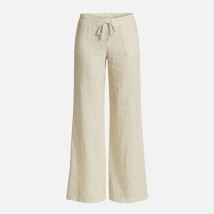 Light linen blend pants with drawstring for women