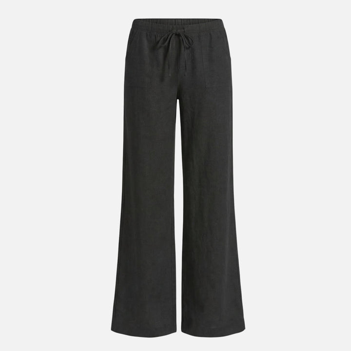 Light linen blend pants with drawstring for women
