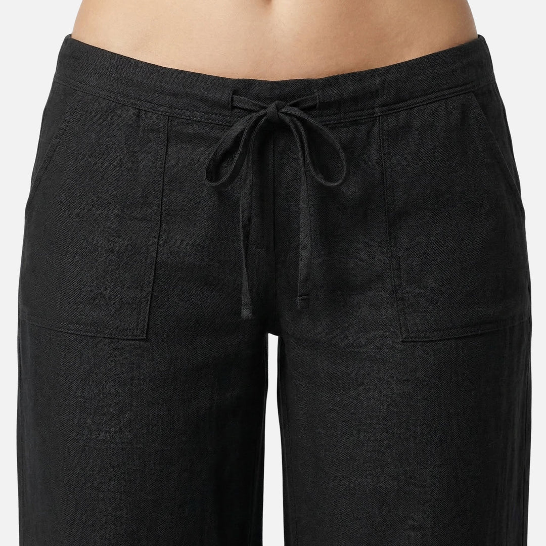 Light linen blend pants with drawstring for women