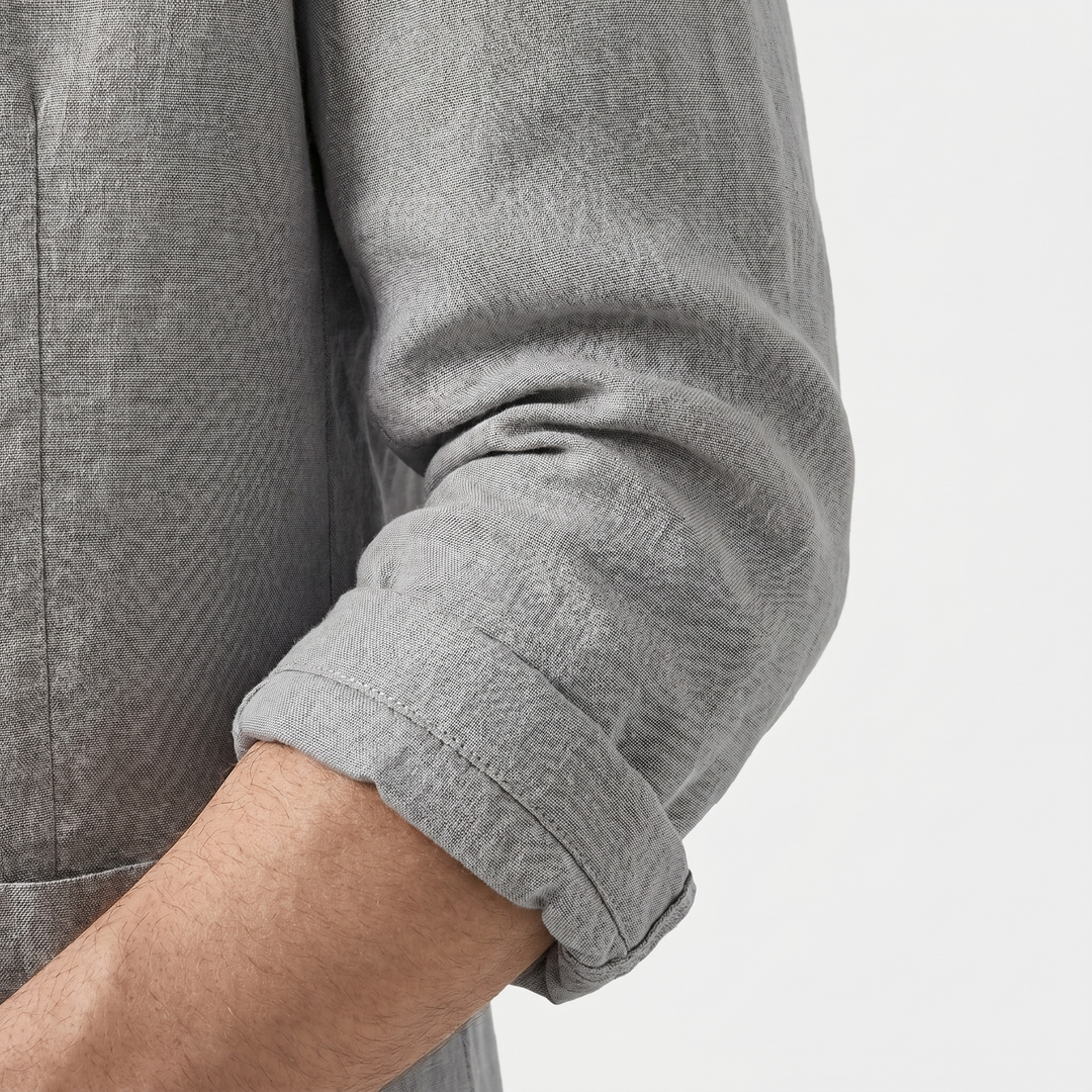 Linen blazer with rolled-up sleeves and patch pockets for men