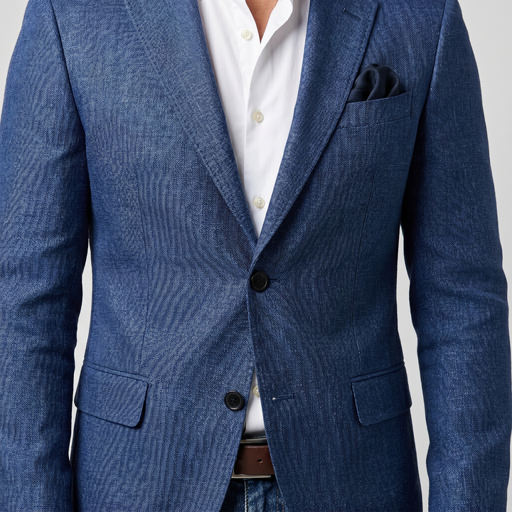Blazer di lino con chiusura a due bottoni e colletto a risvolto da uomo