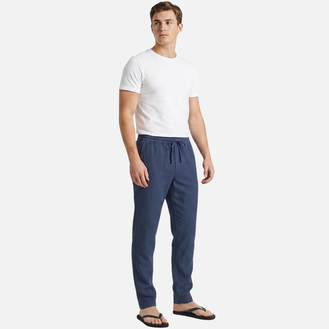 Linen Hose mit Elastischem Bund und Seitentaschen für Männer