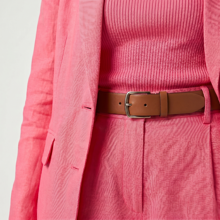 Set estivo casual in lino con blazer e pantaloncini da donna
