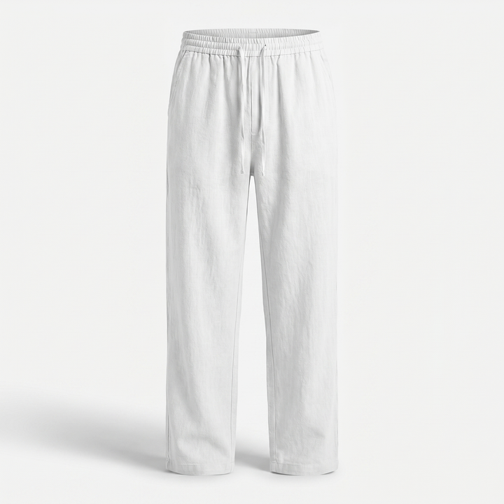 Relaxed Fit Linen Pants with Drawstring Waist for Men