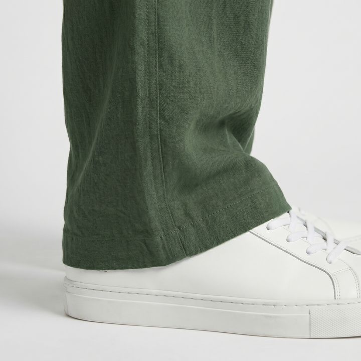 Relaxed Fit Linen Pants with Drawstring Waist for Men