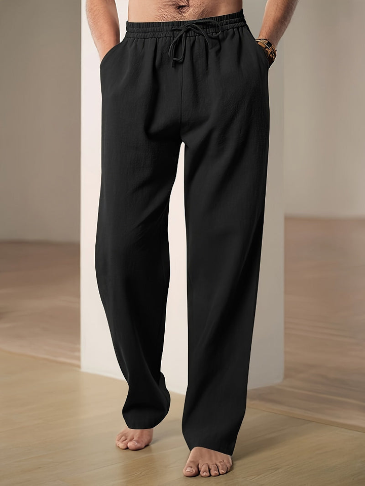Relaxed Fit Linen Pants with Drawstring Waist for Men