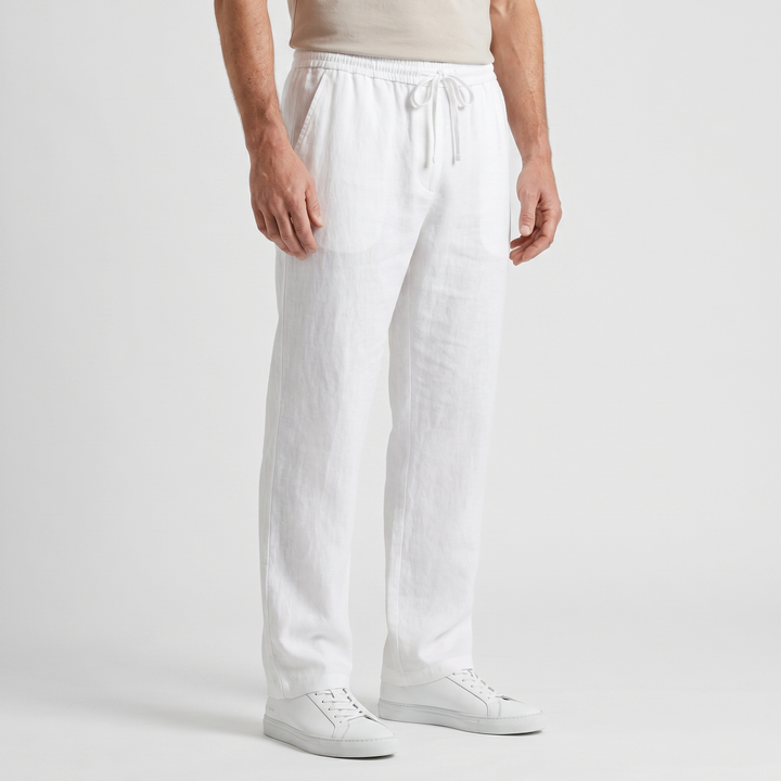 Relaxed Fit Linen Pants with Drawstring Waist for Men