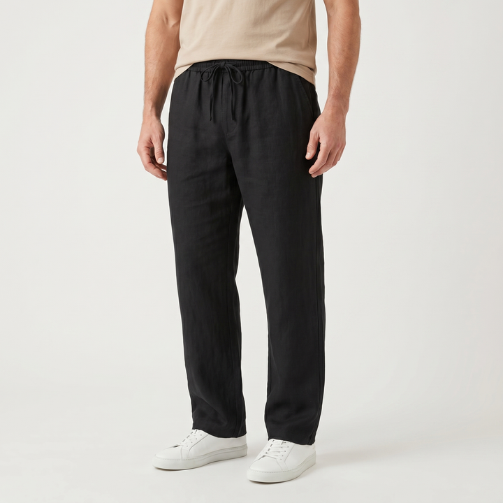 Relaxed Fit Linen Pants with Drawstring Waist for Men