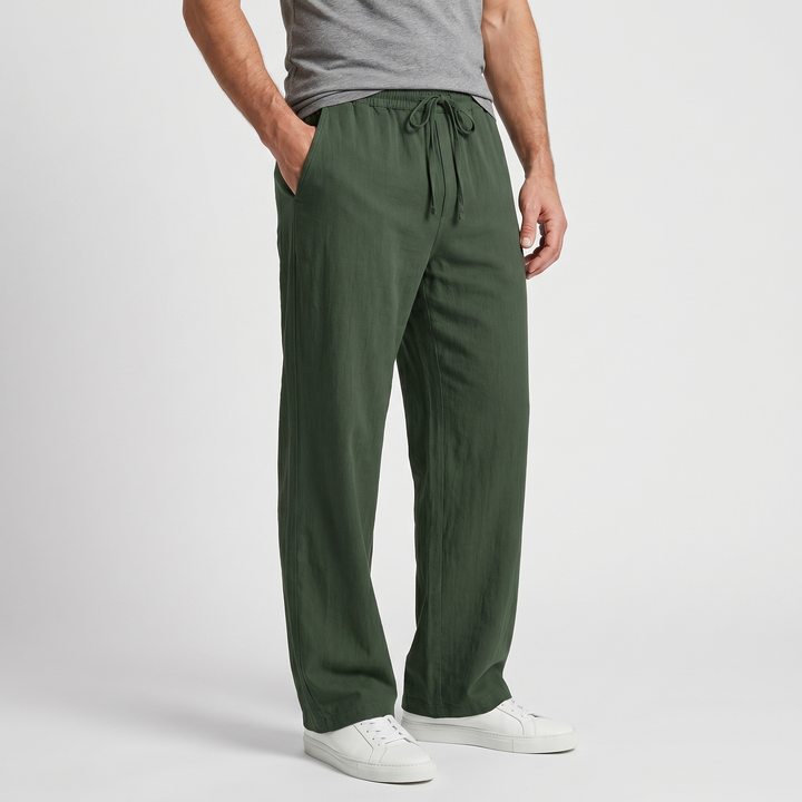 Relaxed Fit Linen Pants with Drawstring Waist for Men