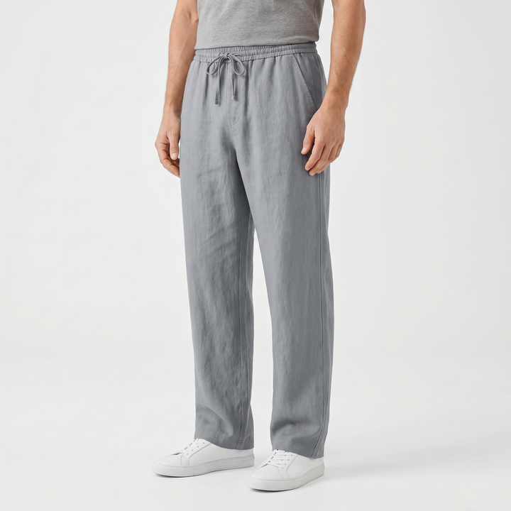 Relaxed Fit Linen Pants with Drawstring Waist for Men