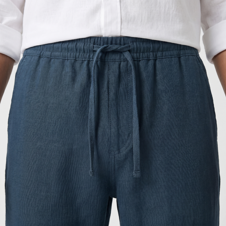 Relaxed Fit Linen Pants with Drawstring Waist for Men