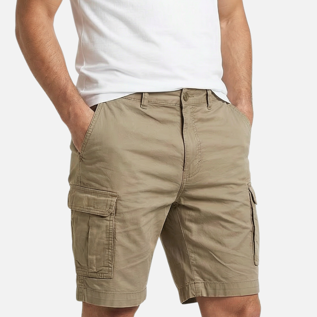 Locker cut cotton blend cargo shorts with side pockets for men