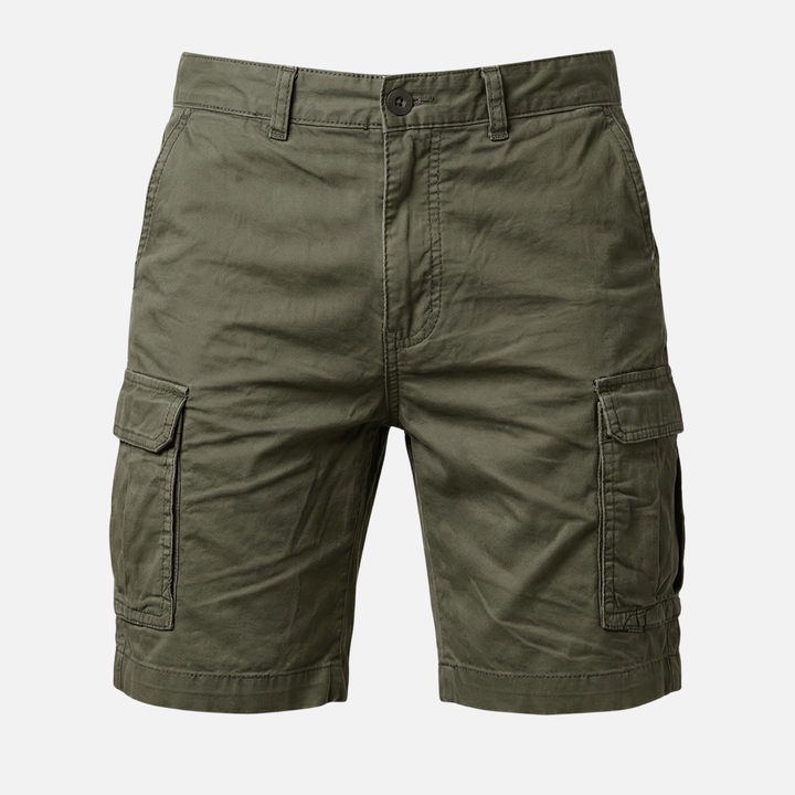 Locker cut cotton blend cargo shorts with side pockets for men