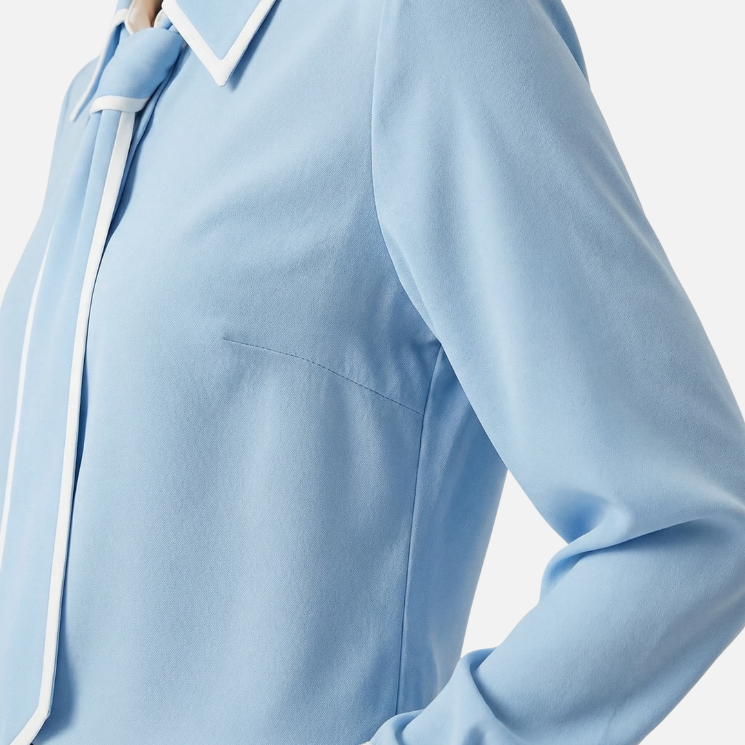 Locker geschnittene Baumwollmischung Bluse – Kontrastpaspel für Damen