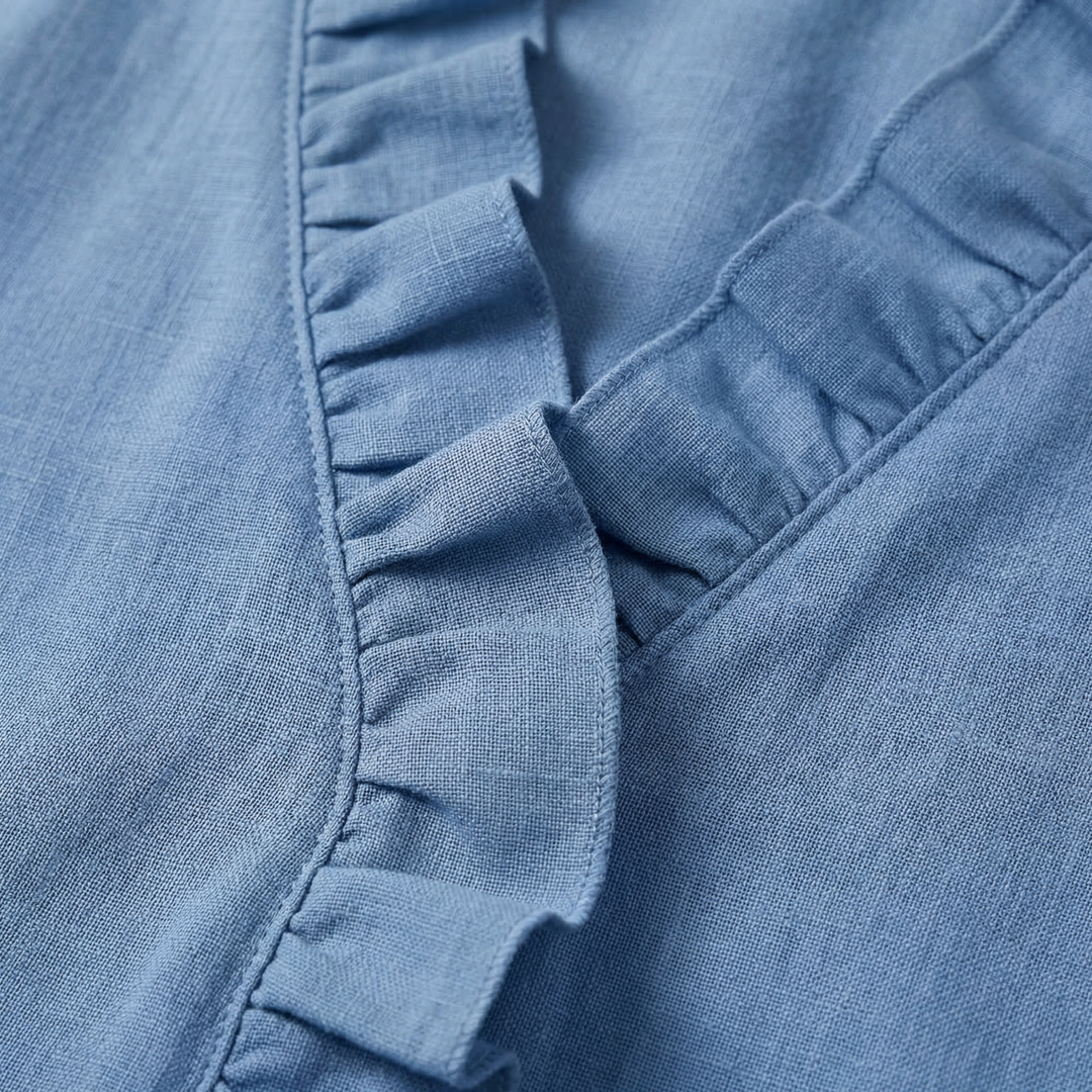 Blusa a maniche lunghe ampia con scollo a V e volant da donna