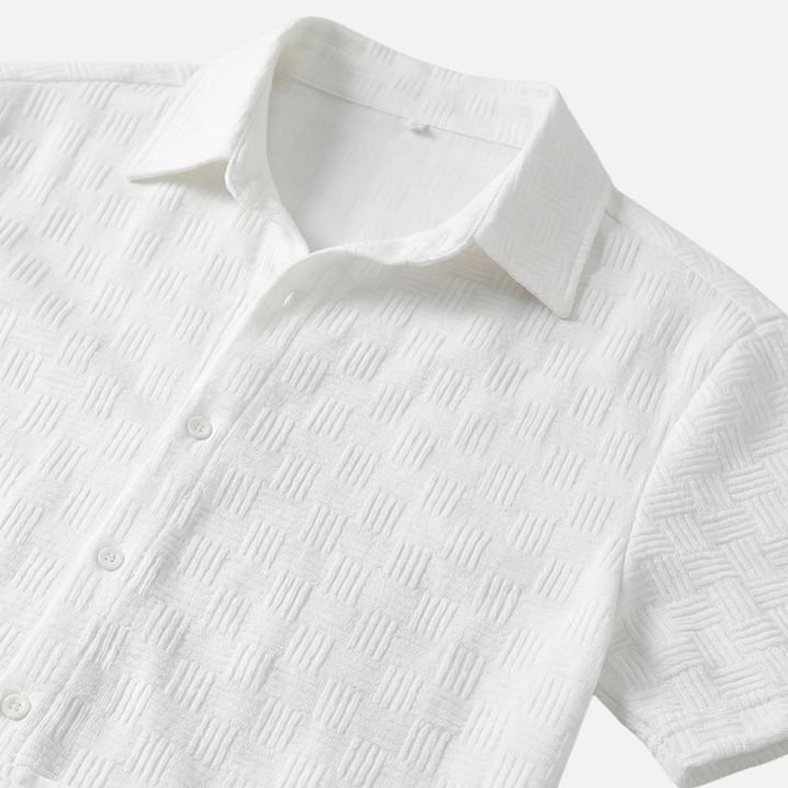 Set camicia ampia e pantaloncini con tasca sul petto e vita da uomo