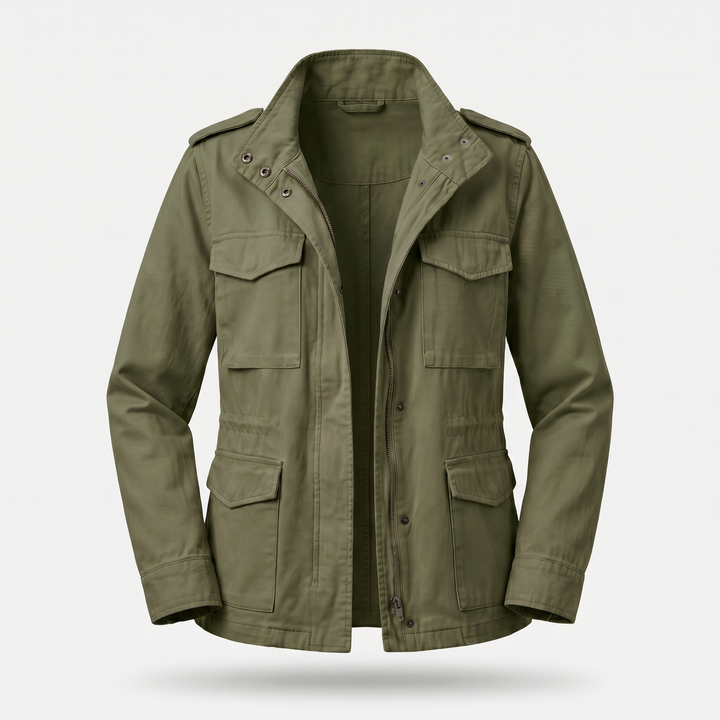 Locker cut Korean style windbreaker with multiple pockets for women