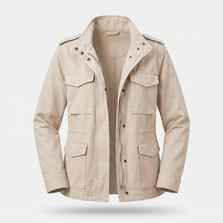 Locker cut Korean style windbreaker with multiple pockets for women