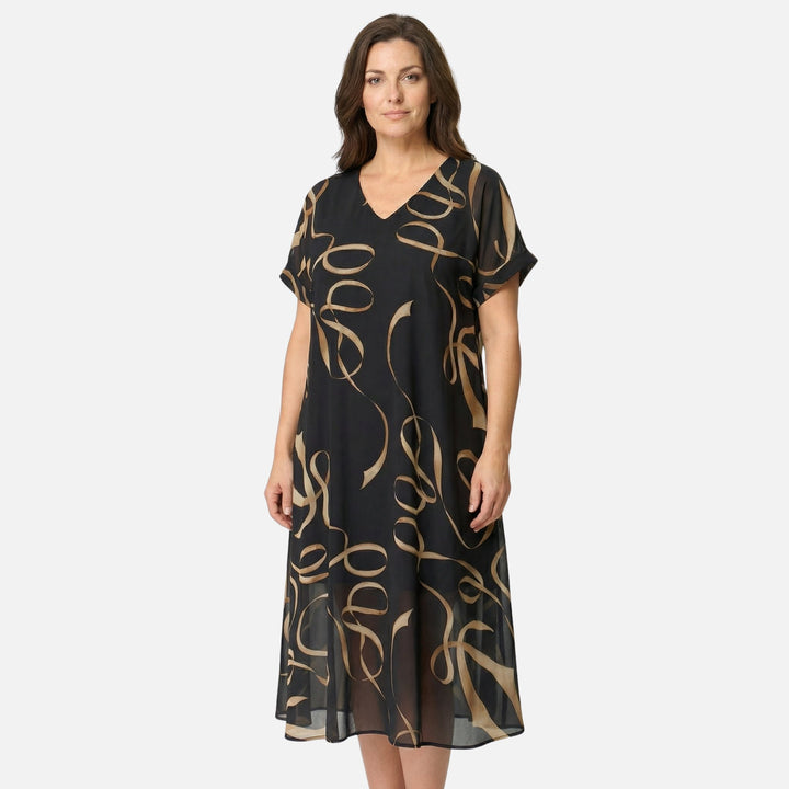 Abito midi in chiffon leggero con scollo a V da donna