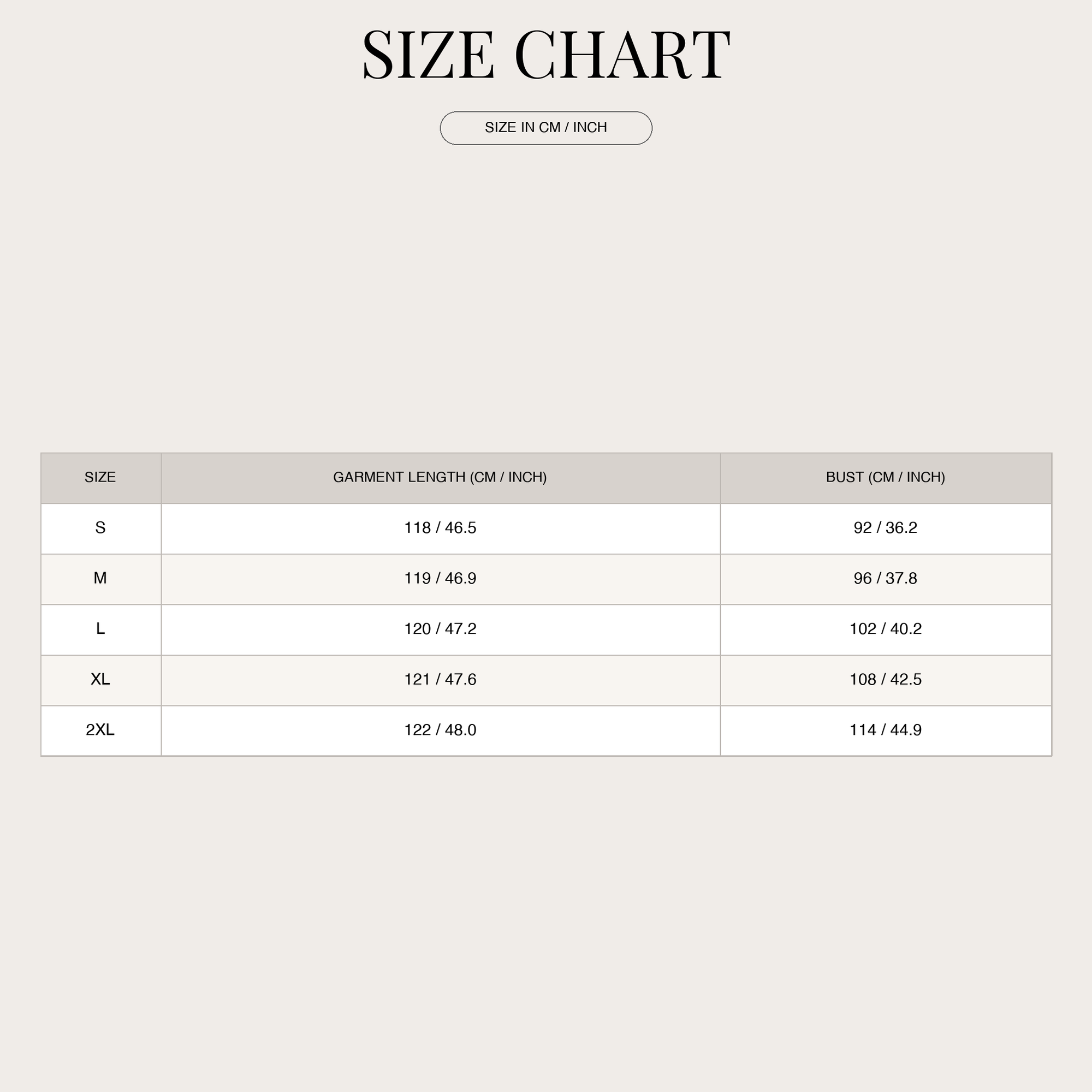 Size chart