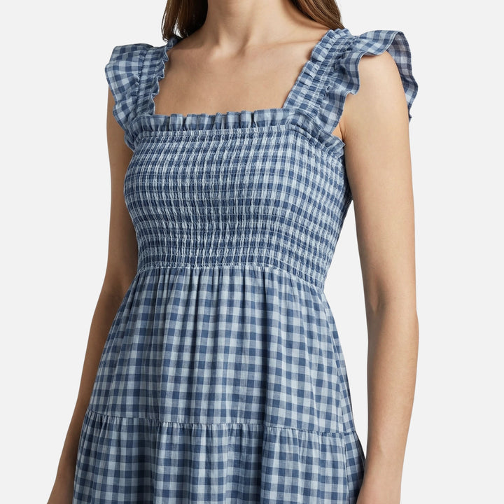 Vestido maxi de algodón con estampado a cuadros para mujer