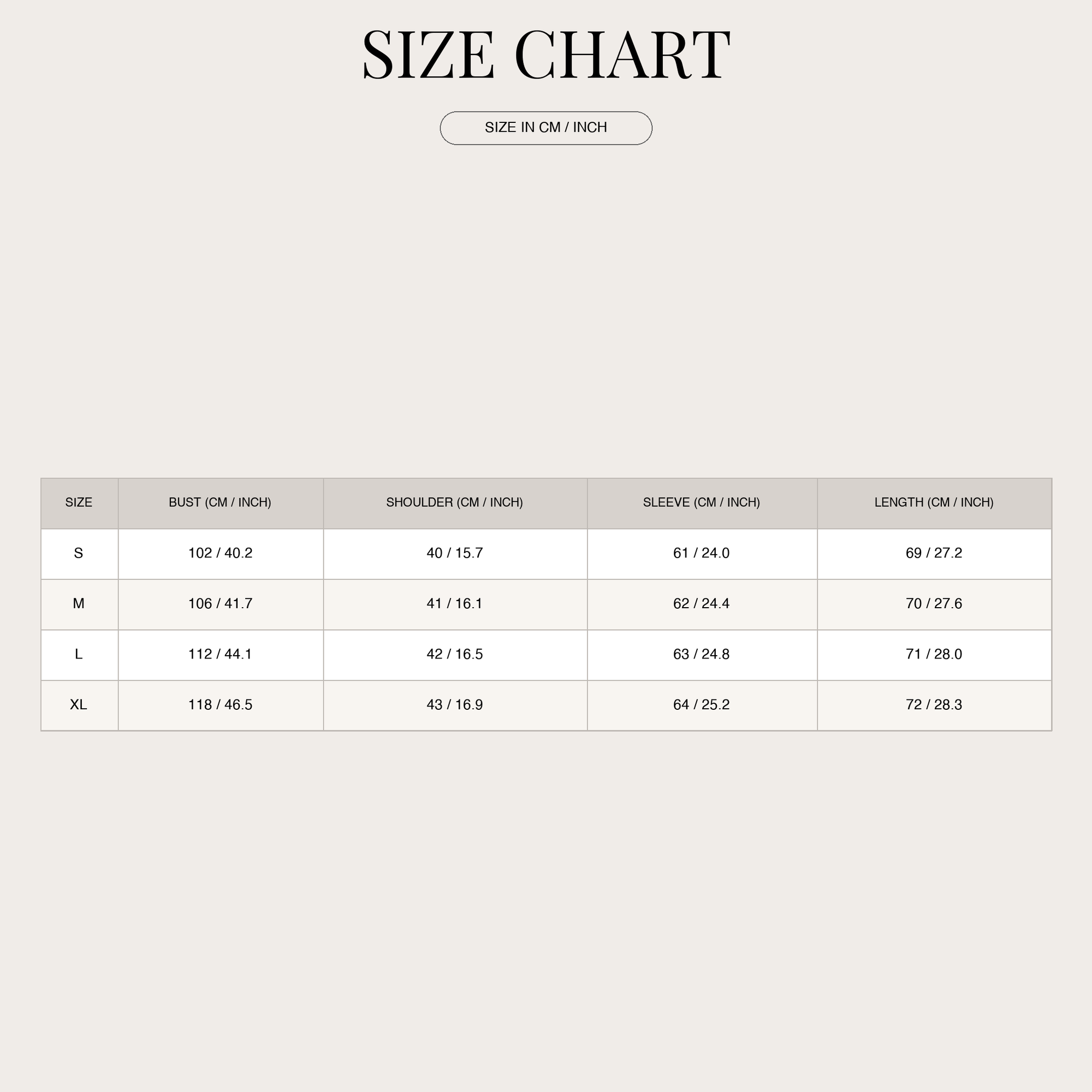Size chart