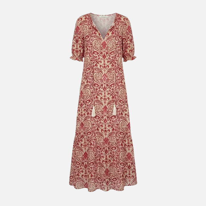 Abito midi in viscosa-elastan con scollo a V da donna