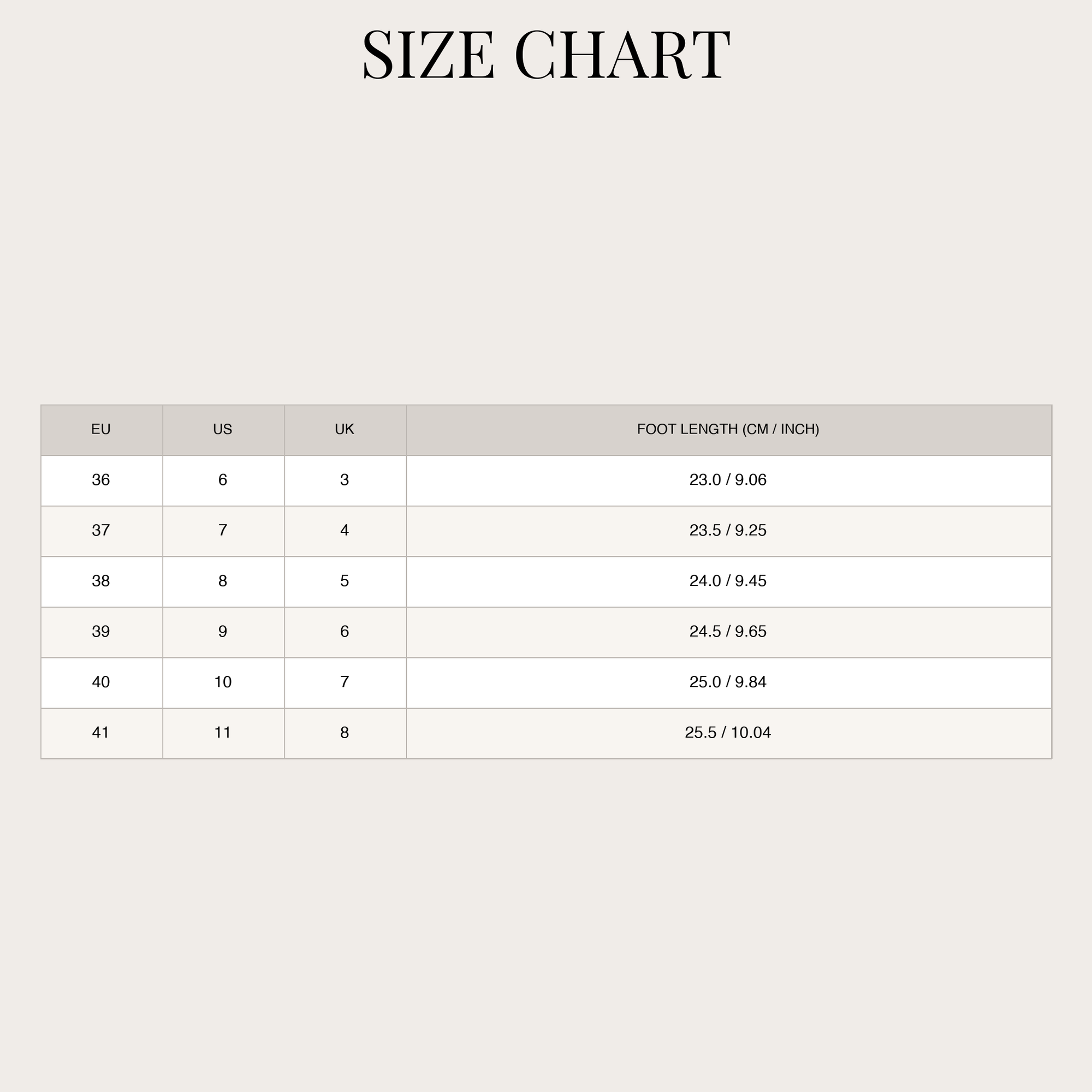 Size chart