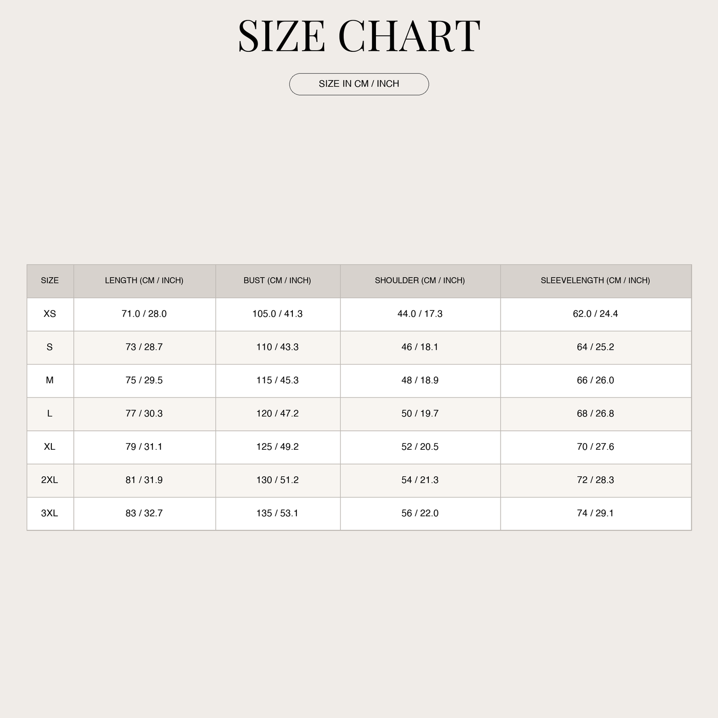 Long-sleeve cotton shirt casual fit for men size chart
