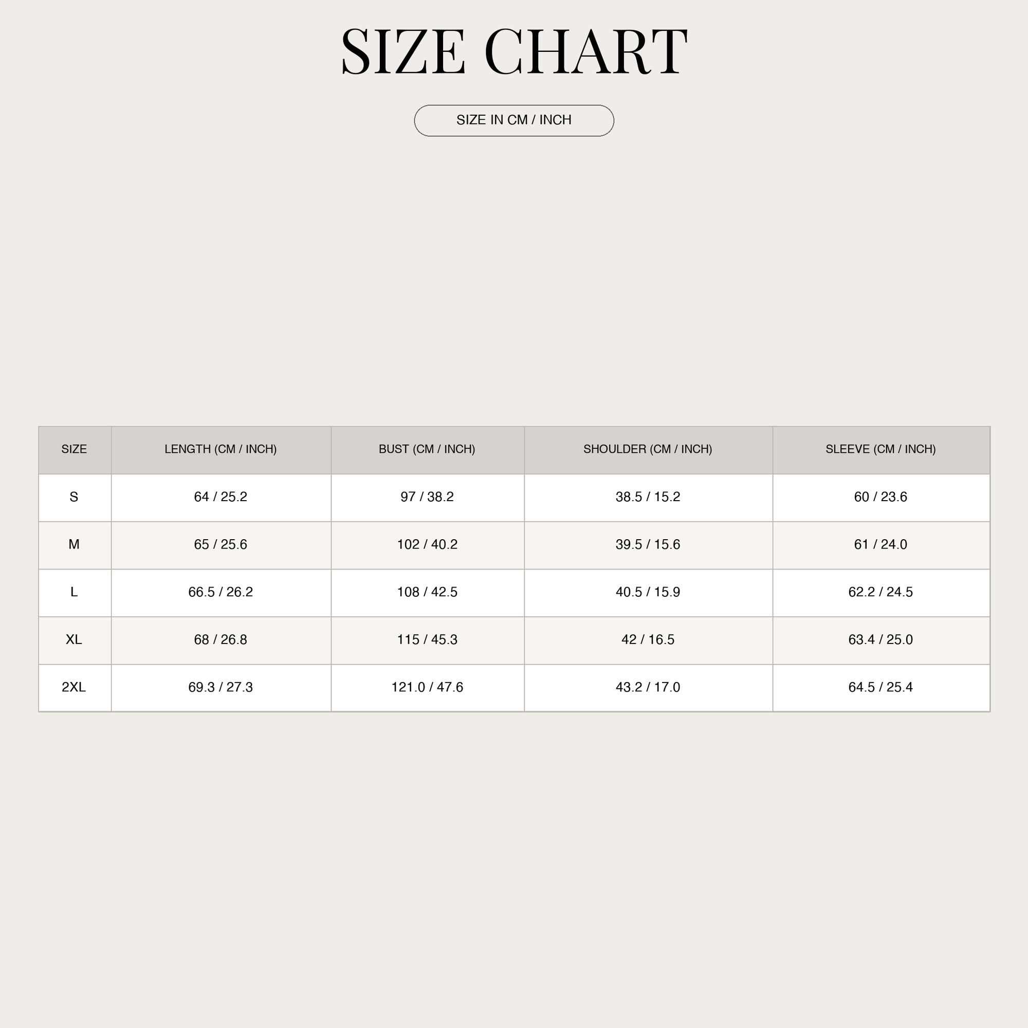Size chart