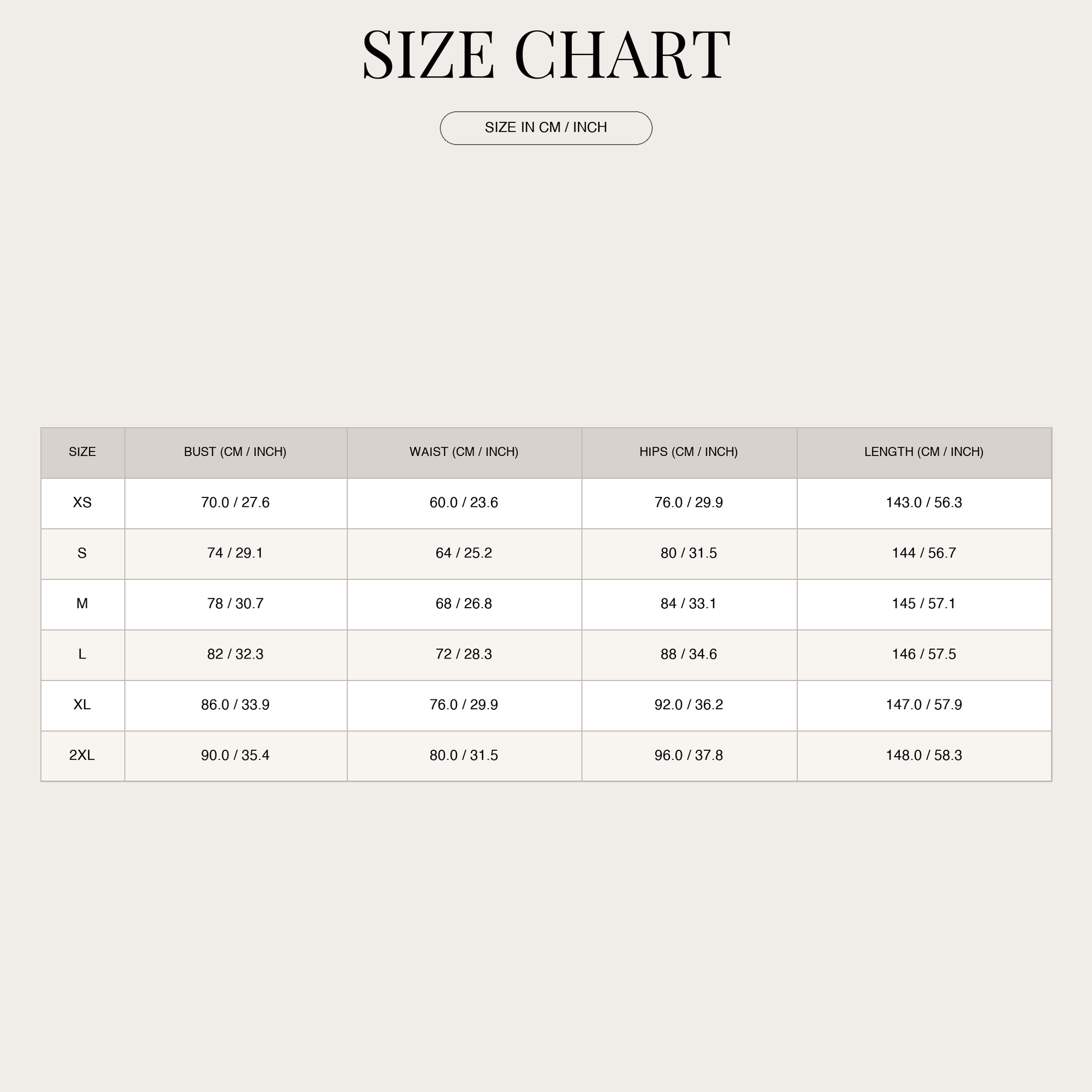 Size chart