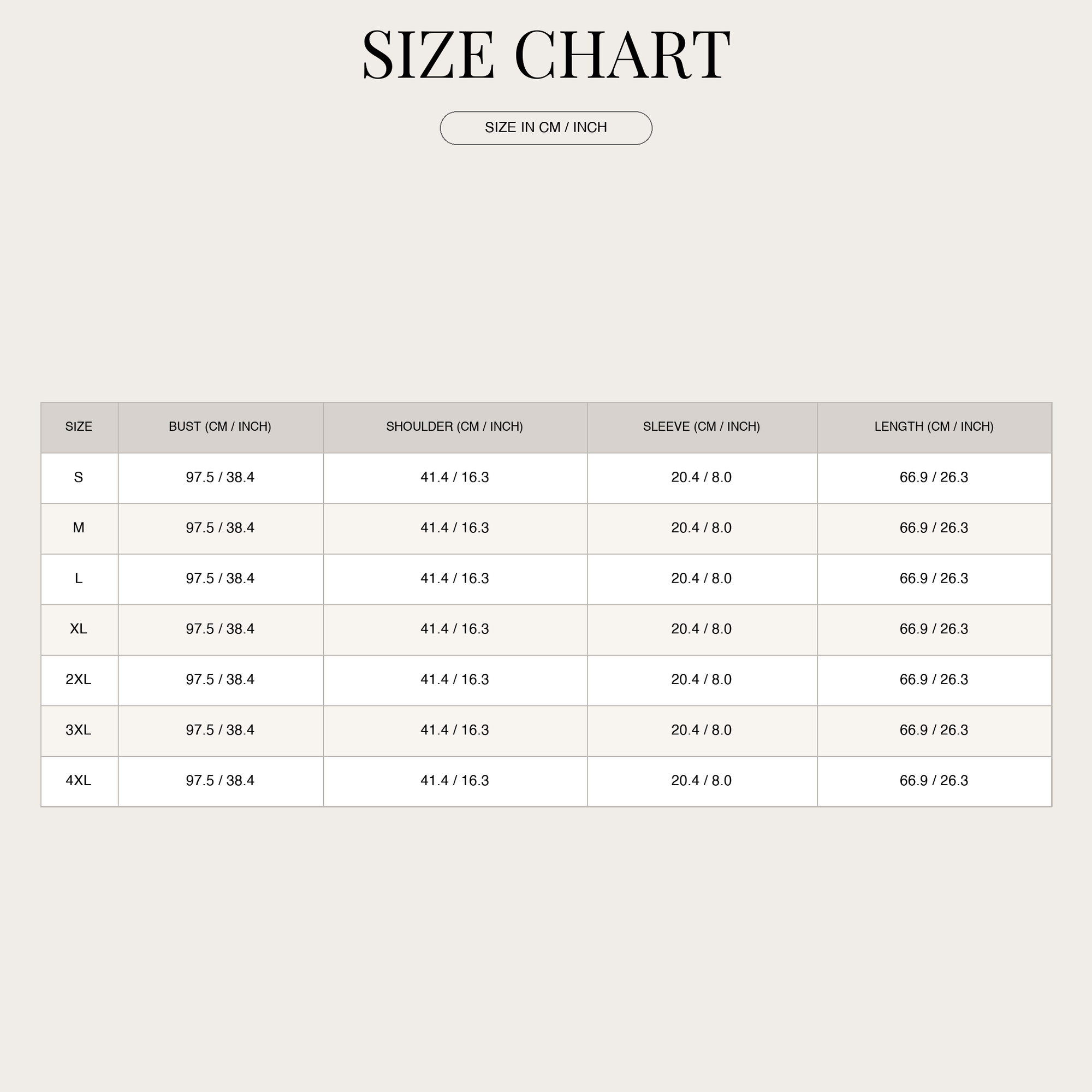 Size chart