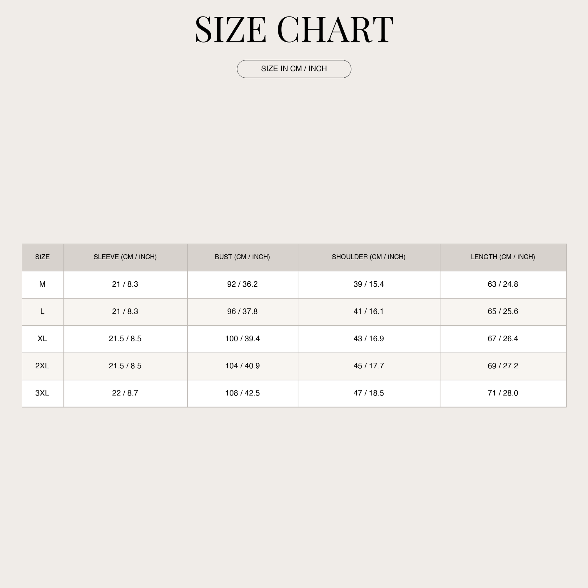 Size chart