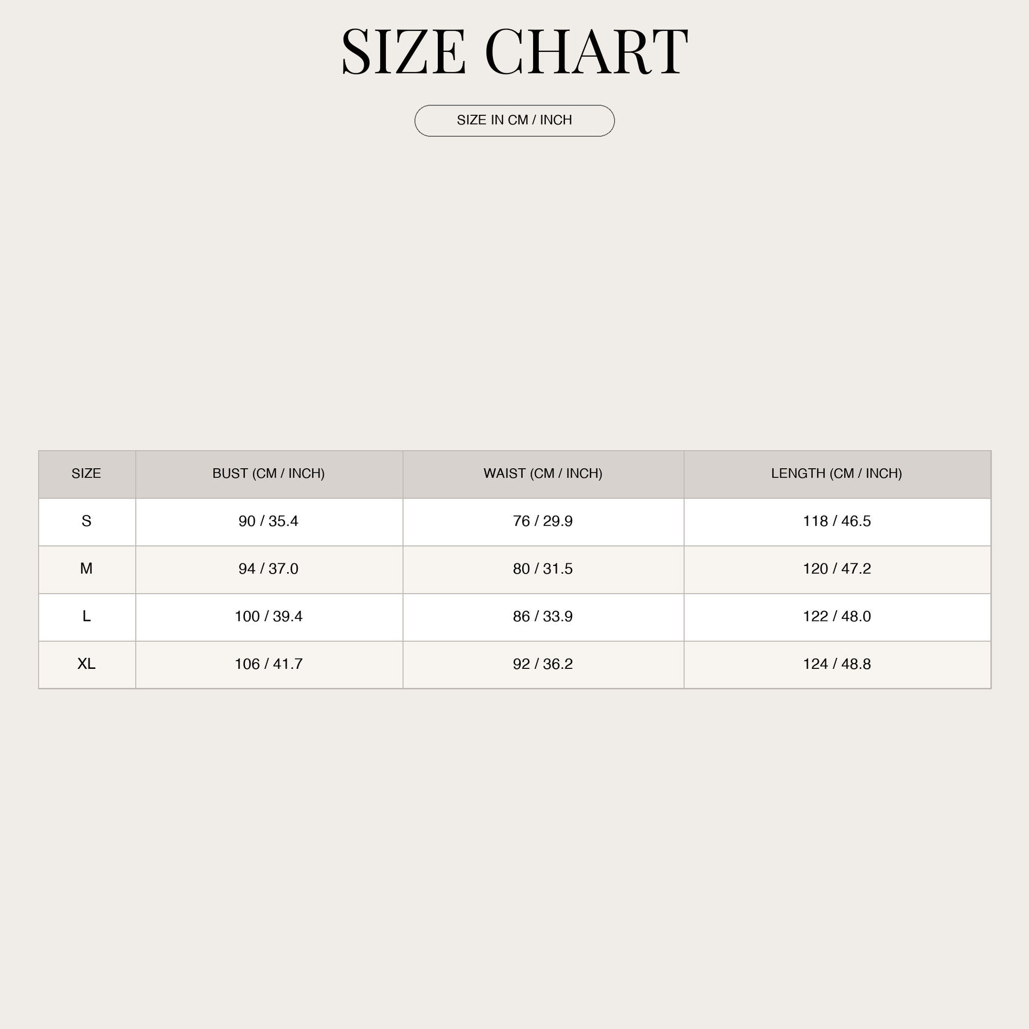 Size chart