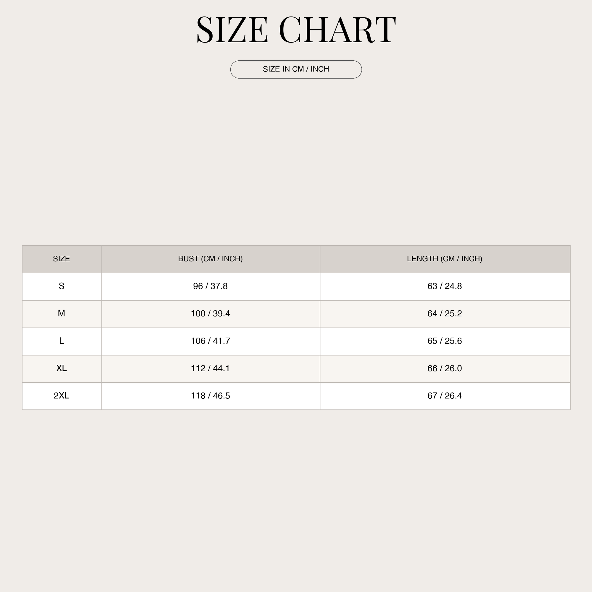 Size chart