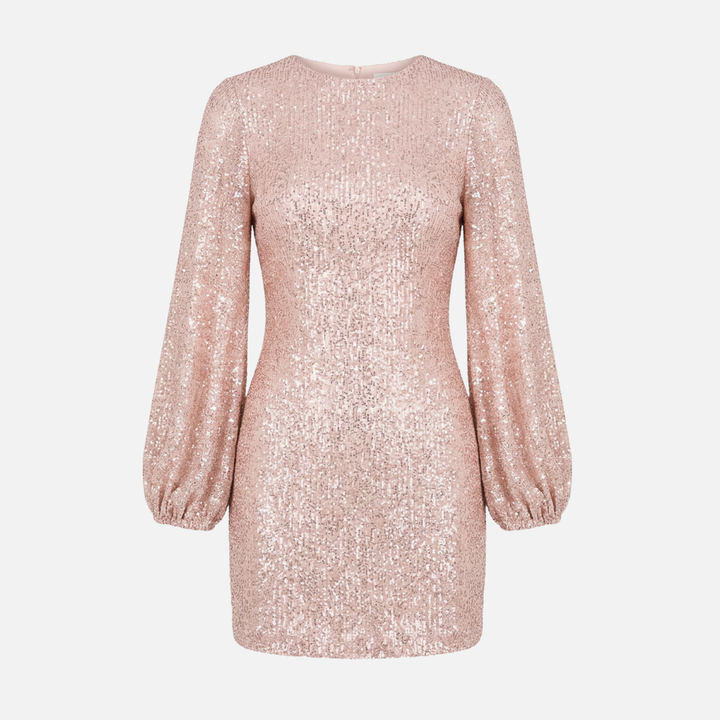 Pailletten-Abendminikleid – Langärmliger V-Ausschnitt-Stil für Damen