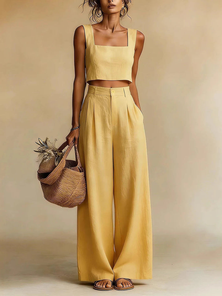 Palazzohosen_Set_fuer_Damen_Crop_Top_mit_weitem_Bein_1