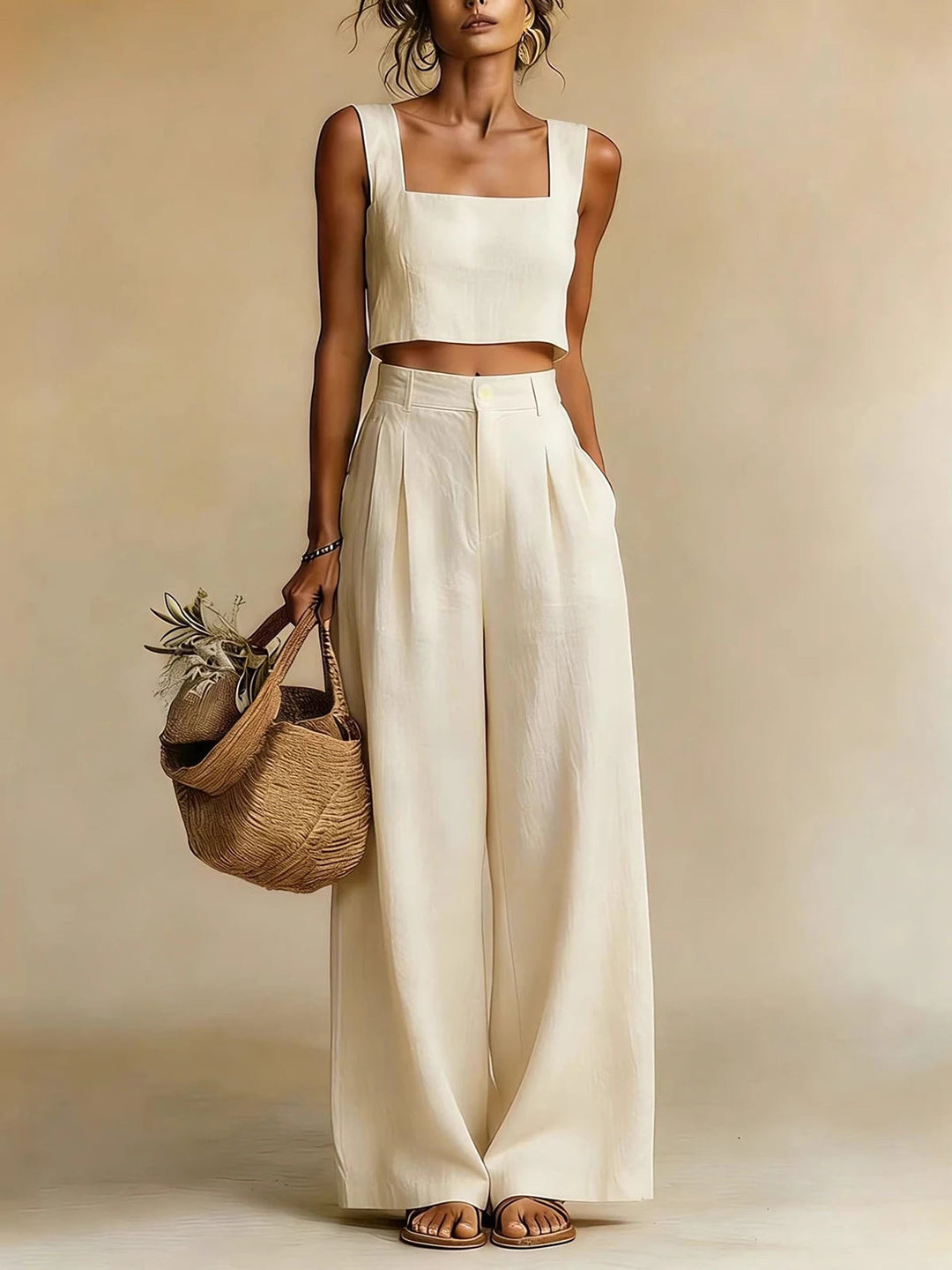 Palazzohosen_Set_fuer_Damen_Crop_Top_mit_weitem_Bein_3