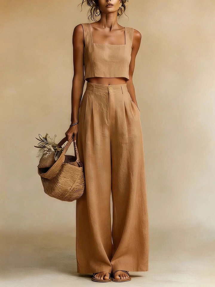 Palazzohosen_Set_fuer_Damen_Crop_Top_mit_weitem_Bein_4