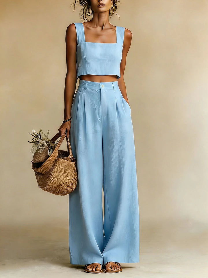 Palazzohosen_Set_fuer_Damen_Crop_Top_mit_weitem_Bein_5